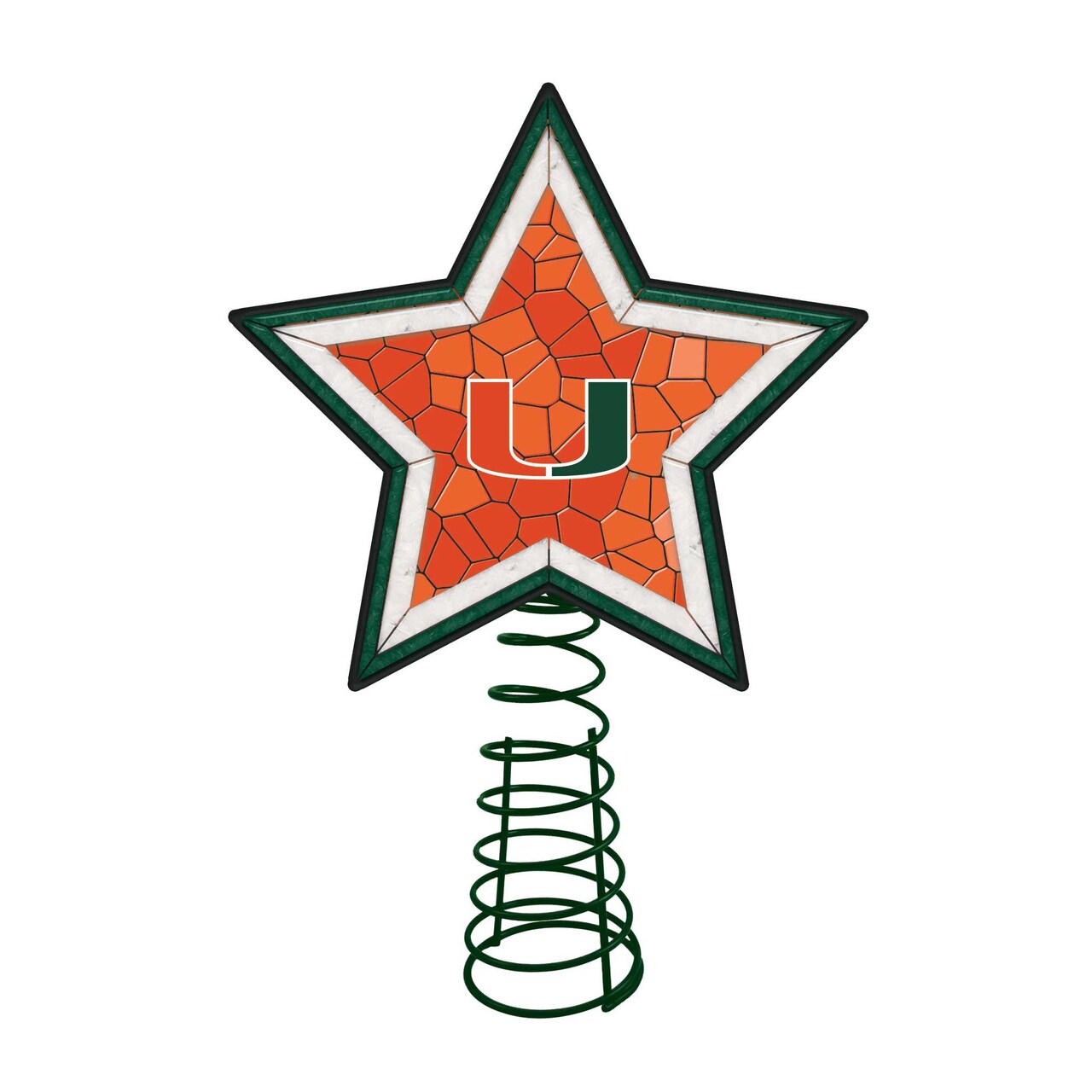 The Memory Company 10" Lighted Red and Black Star NCAA Miami Hurricanes Christmas Tree Topper
